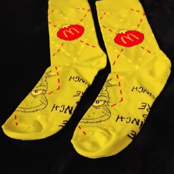 McDonald's Red and Yellow Grinch Socks - Picture 2 of 5